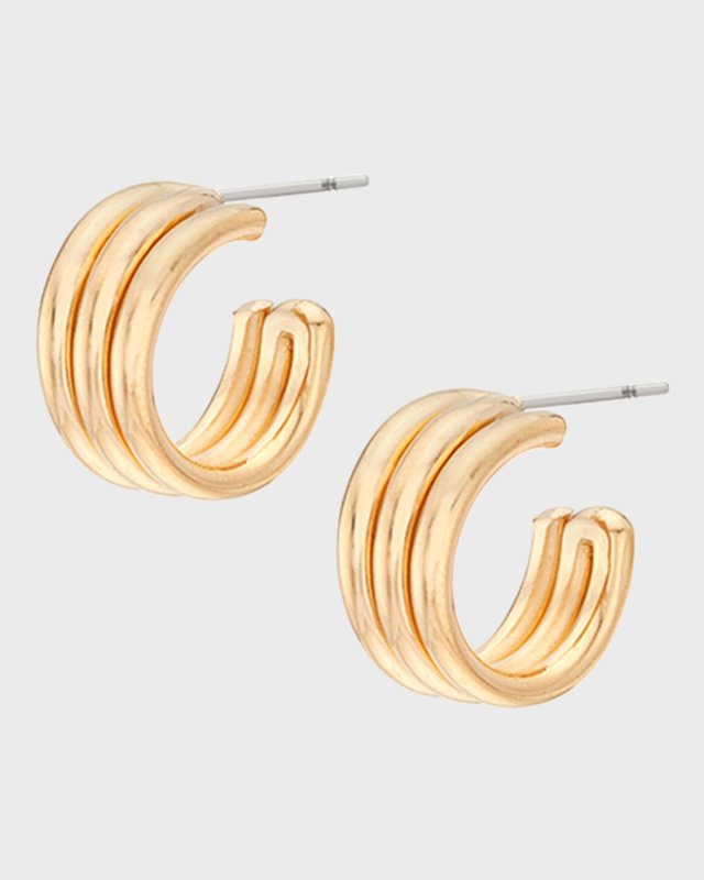 Waya Triple Hoop Earrings, Gold